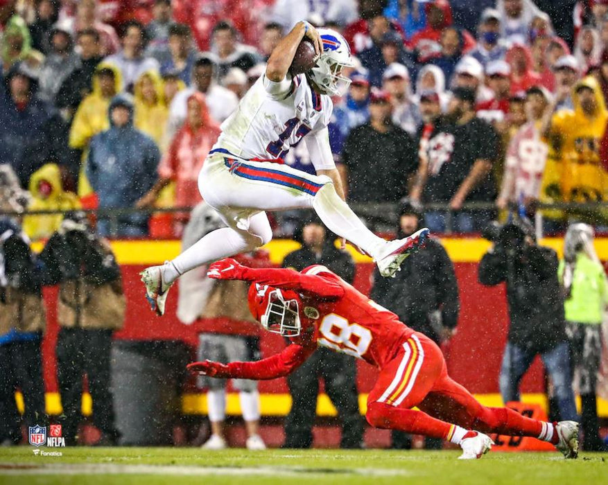 Josh Allen Defender Hurdle Buffalo Bills 8" x 10" Football Photo - for just $9.99! 