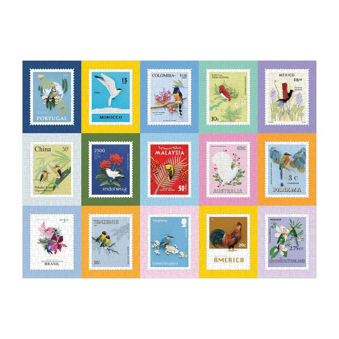 Birds of the World Stamps 1000 Piece Jigsaw Puzzle Galison - for just $19.99! 