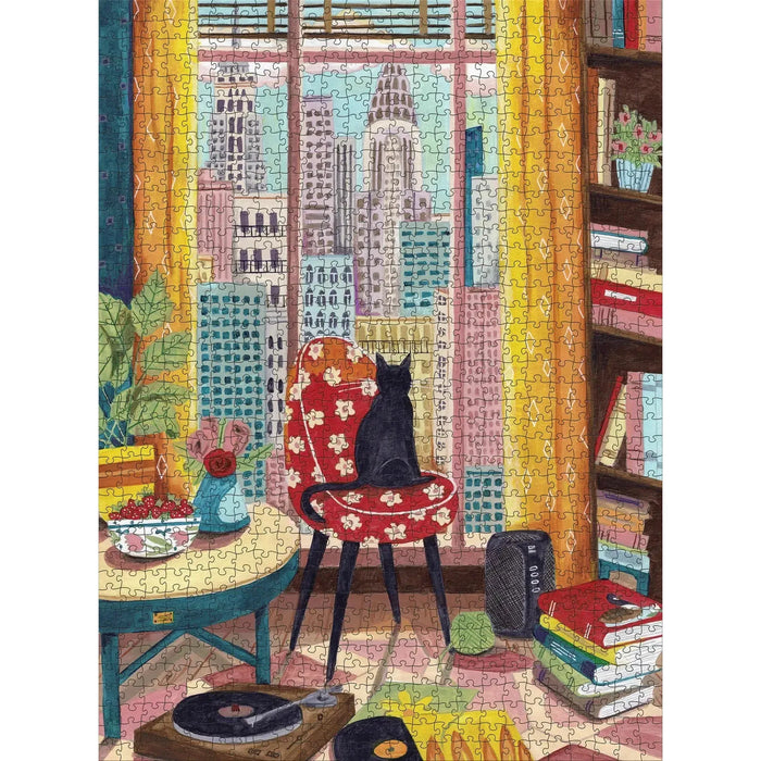 Black Cat in New York Window 1000 Piece Jigsaw Puzzle Pomegranate - for just $24.99! 