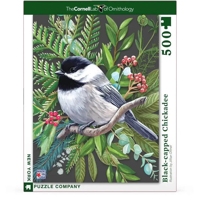 Black-capped Chickadee Cornell Lab 500 Piece Jigsaw Puzzle NYPC - for just $26.99! 