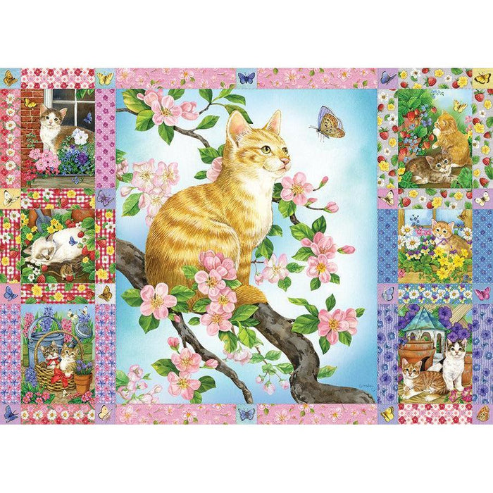 Blossoms & Kittens Quilt 1000 Piece Jigsaw Puzzle Cobble Hill - for just $19.99! 