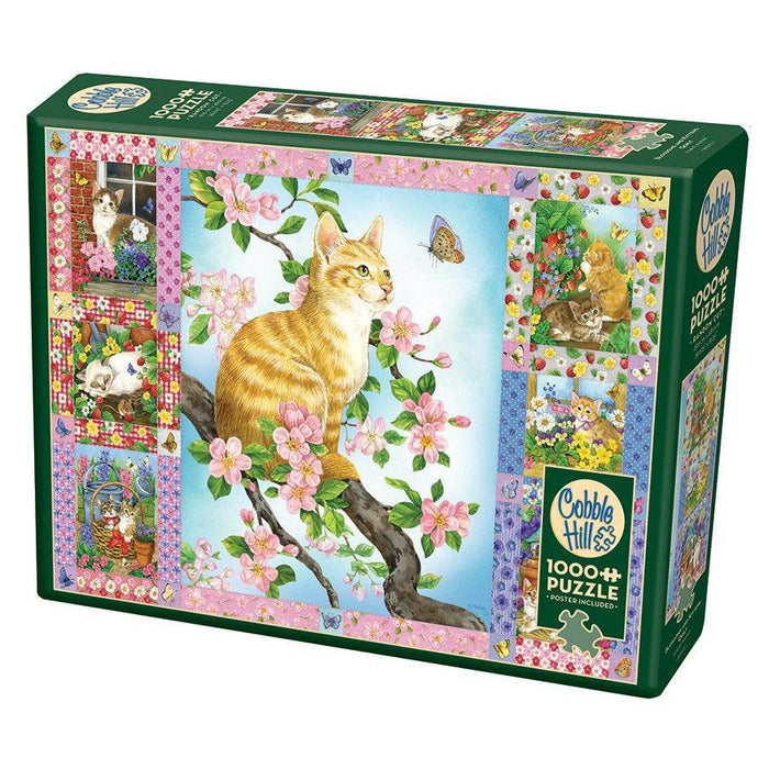 Blossoms & Kittens Quilt 1000 Piece Jigsaw Puzzle Cobble Hill - for just $19.99! 