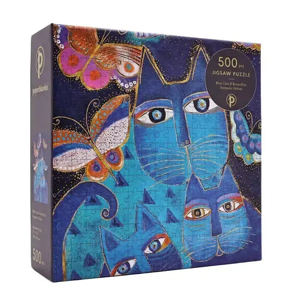 Blue Cats & Butterflies 500 Piece Jigsaw Puzzle Paperblanks - for just $22.99! 