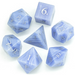 Blue Agate - Gemstone Engraved with Silver RPG Dice Set - for just $99.99! 