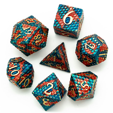 Foam Brain Games - Blue-Fire Dragon Scale RPG Dice Set - for just $44.99! 