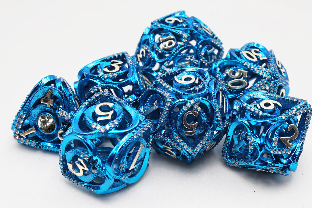 Hollow Hearts: Jeweled Blue -  Metal RPG Dice Set - for just $99.99! 