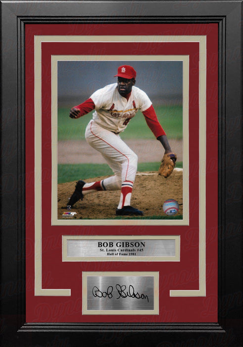 Bob Gibson in Action St. Louis Cardinals 8" x 10" Framed Photo with Engraved Autograph - for just $79.99! 