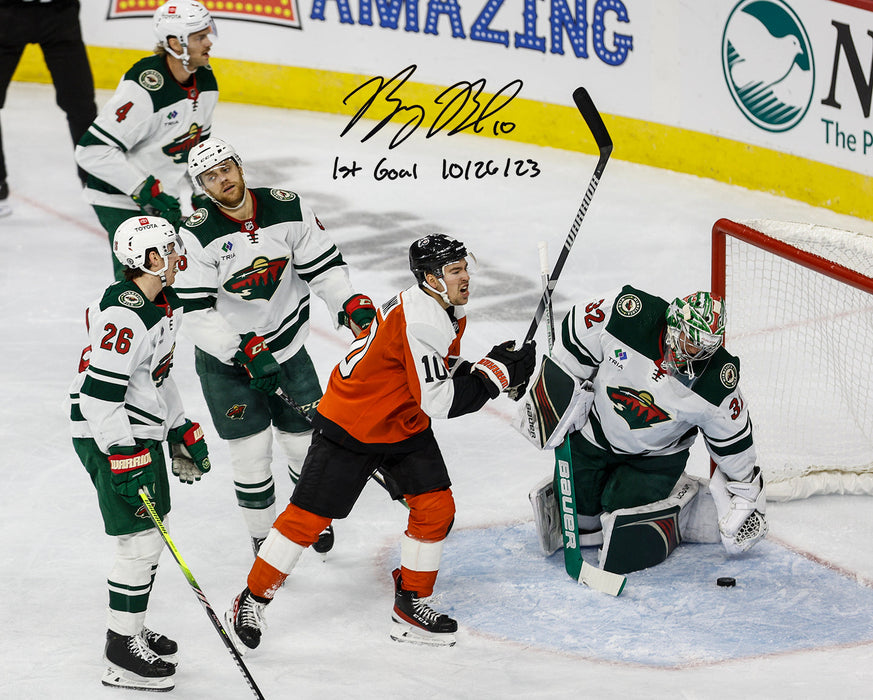 Bobby Brink First Career Goal Autographed Philadelphia Flyers 11" x 14" Photo with Date Inscription - for just $49.99! 