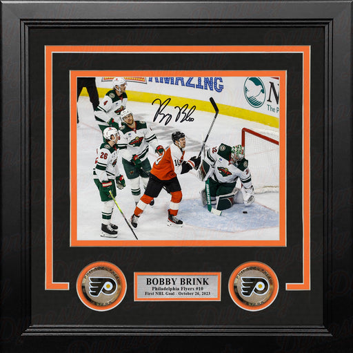 Bobby Brink First Career Goal Autographed Philadelphia Flyers 8" x 10" Framed Hockey Photo - for just $69.99! 