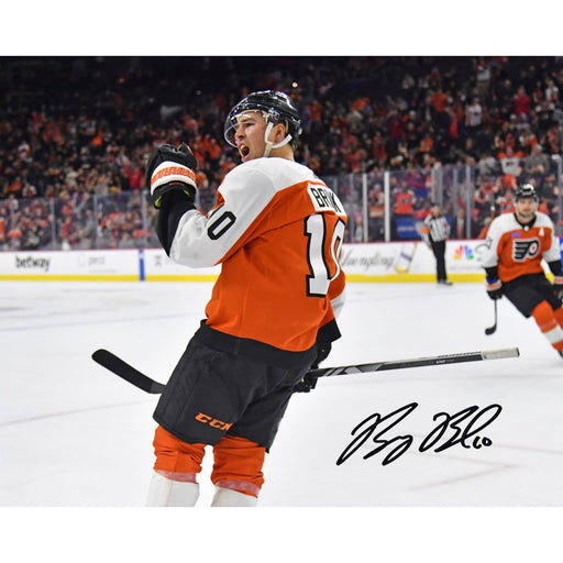 Bobby Brink Fist Pump Autographed Philadelphia Flyers 11" x 14" Hockey Photo - Premium Autographed Hockey Photos - Just $49.99! Shop now at Retro Gaming of Denver