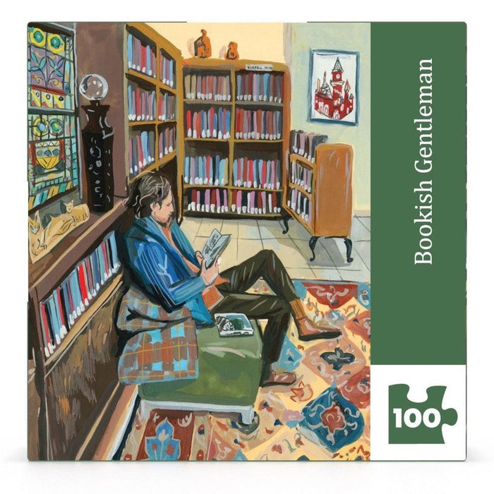 Bookish Gentleman by Jenny Kroik 100 Piece Mini Jigsaw Puzzle NYPC - for just $14.99! 