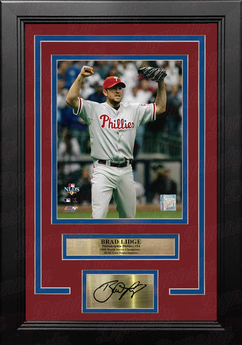 Brad Lidge 2008 Playoff Action Philadelphia Phillies 8" x 10" Framed Baseball Photo with Engraved Autograph - for just $79.99! 