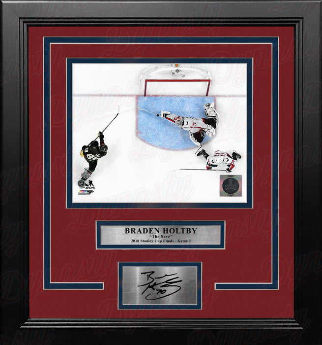 Braden Holtby 2018 Stanley Cup Finals Save Capitals 8x10 Framed Hockey Photo with Engraved Autograph - for just $79.99! 