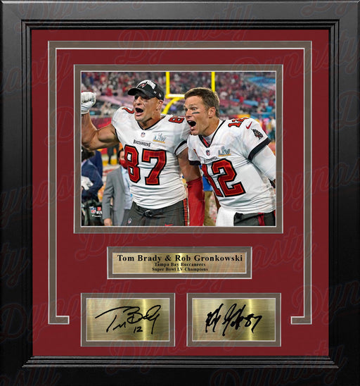 Tom Brady & Rob Gronkowski Super Bowl LV Tampa Bay Buccaneers 8x10 Framed Photo Engraved Autographs - for just $79.99! 