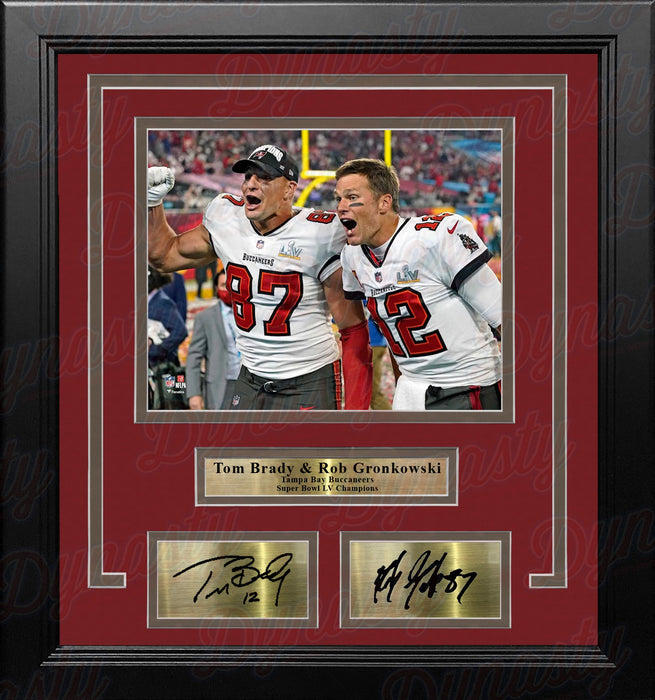 Tom Brady & Rob Gronkowski Super Bowl LV Tampa Bay Buccaneers 8x10 Framed Photo Engraved Autographs - for just $79.99! 