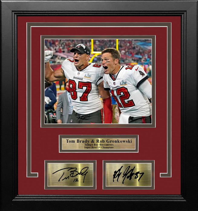 Tom Brady & Rob Gronkowski Super Bowl LV Tampa Bay Buccaneers 8x10 Framed Photo Engraved Autographs - for just $79.99! 