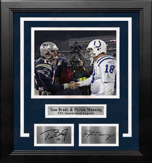 Tom Brady and Peyton Manning 8x10 Quarterback Legends Framed Football Photo with Engraved Autographs - for just $79.99! 