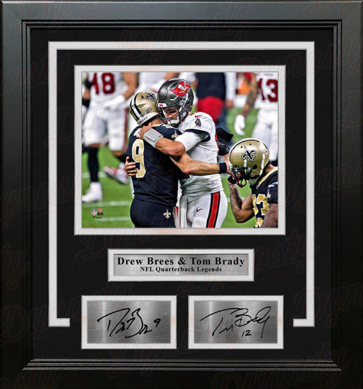 Drew Brees and Tom Brady 8" x 10" Framed Quarterback Legends Football Photo with Engraved Autographs - for just $79.99! 