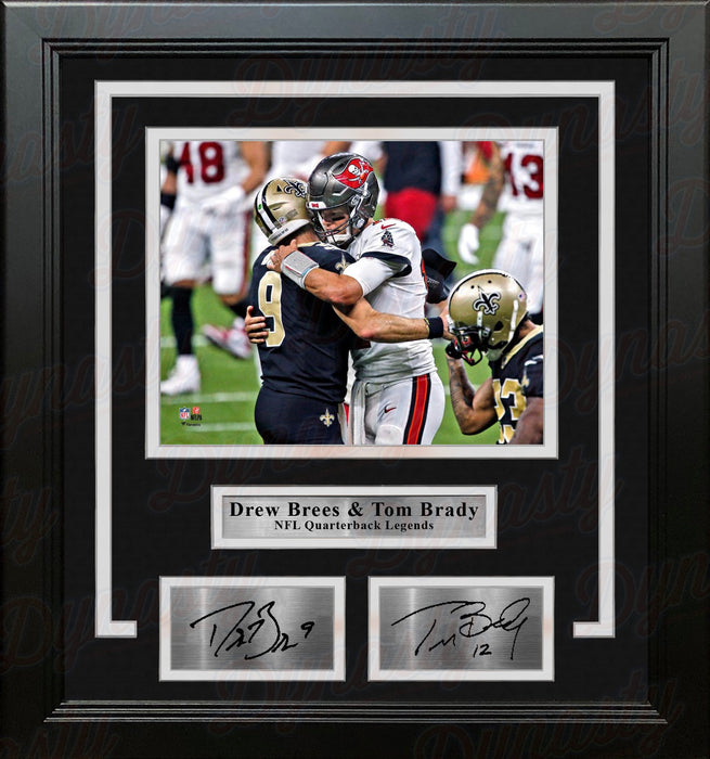 Drew Brees and Tom Brady 8" x 10" Framed Quarterback Legends Football Photo with Engraved Autographs - for just $79.99! 