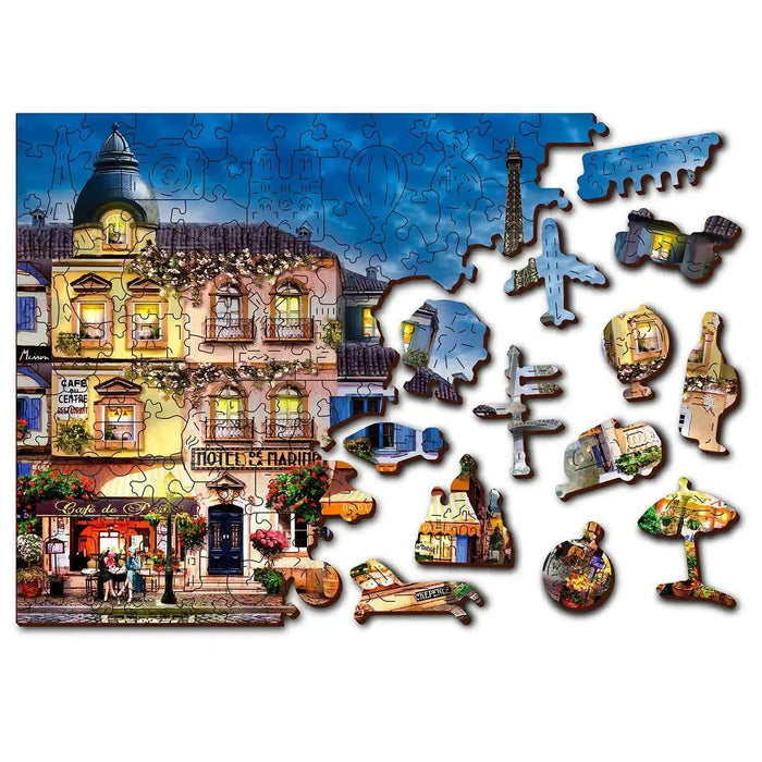 Breakfast in Paris 300 Piece Wood Jigsaw Puzzle Wooden City - for just $24.99! 