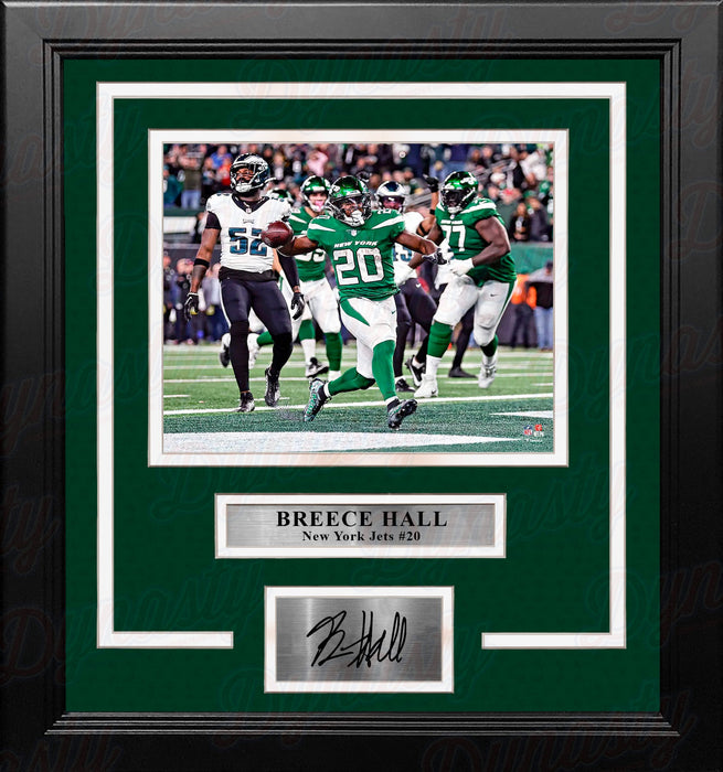 Breece Hall Touchdown Celebration New York Jets 8x10 Framed Football Photo with Engraved Autograph - for just $79.99! 