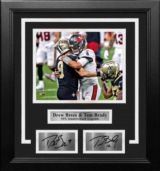 Drew Brees and Tom Brady 8" x 10" Framed Quarterback Legends Football Photo with Engraved Autographs - for just $79.99! 