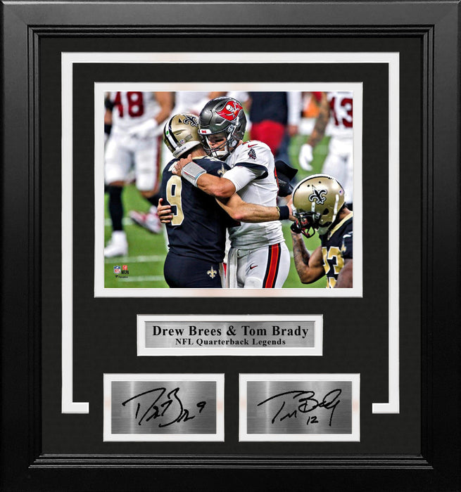Drew Brees and Tom Brady 8" x 10" Framed Quarterback Legends Football Photo with Engraved Autographs - for just $79.99! 