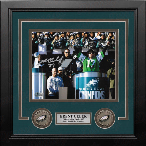 Brent Celek Super Bowl Champions Victory Speech Philadelphia Eagles Autographed 8x10 Framed Photo - for just $99.99! 