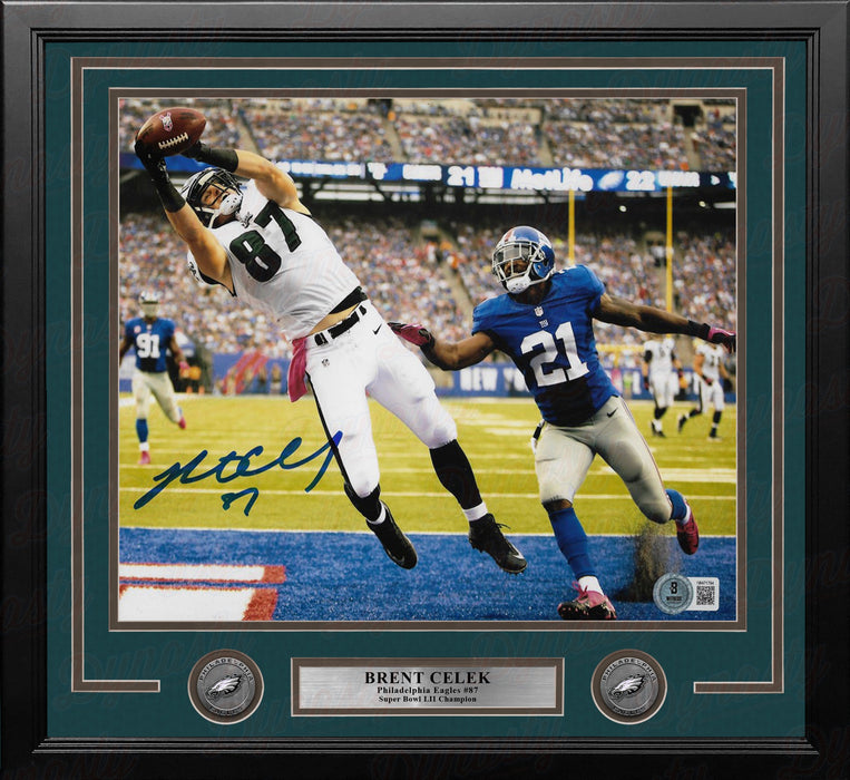 Brent Celek Touchdown v. Giants Philadelphia Eagles Autographed 16" x 20" Framed Football Photo - for just $129.99! 