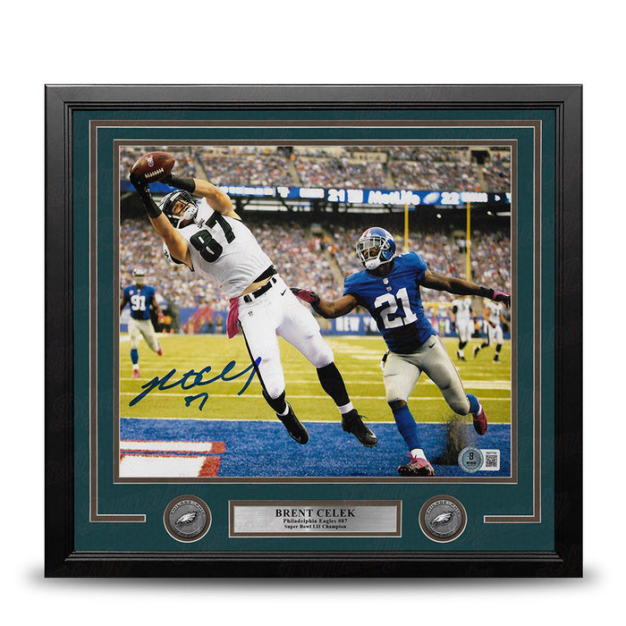 Brent Celek Touchdown v. Giants Philadelphia Eagles Autographed 16" x 20" Framed Football Photo - for just $129.99! 