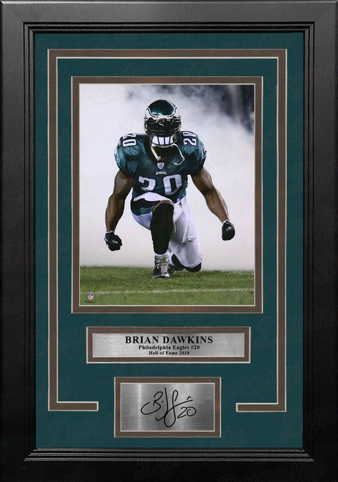 Brian Dawkins Kneeling Smoke Philadelphia Eagles 8x10 Framed Football Photo with Engraved Autograph - for just $79.99! 