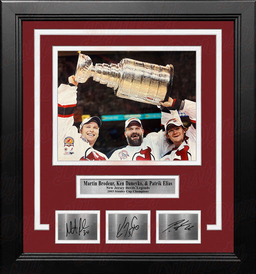Martin Brodeur, Ken Daneyko, Patrik Elias New Jersey Devils 8x10 Framed Hockey Photo with Engraved Autographs - for just $79.99! 