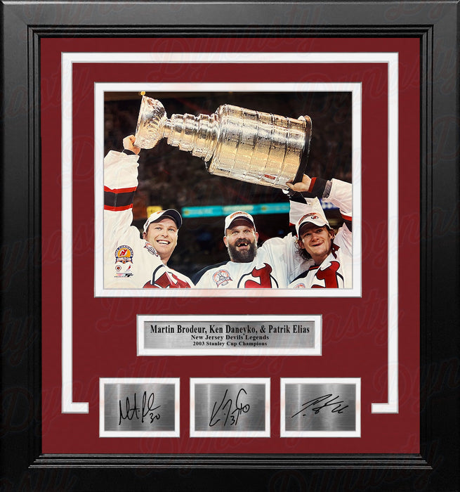 Martin Brodeur, Ken Daneyko, Patrik Elias New Jersey Devils 8x10 Framed Hockey Photo with Engraved Autographs - for just $79.99! 