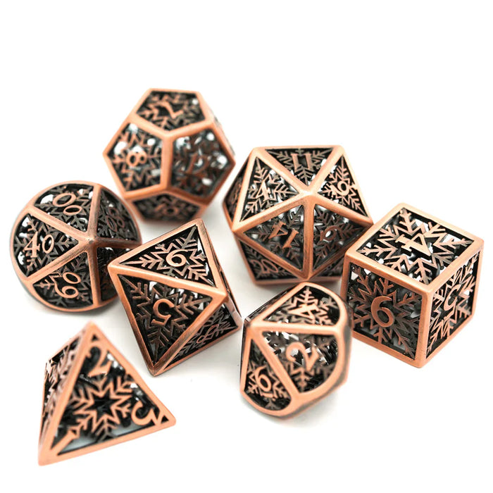 Hollow Metal 7 Pieces Polyhedral Snowflake Theme Dice Set - for just $49.99! 