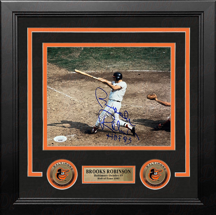 Brooks Robinson Batting Action Baltimore Orioles Autographed 8" x 10" Framed Baseball Photo - for just $179.99! 