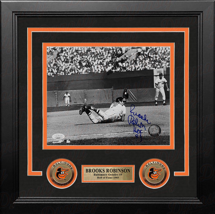 Brooks Robinson Diving Catch Baltimore Orioles Autographed 8" x 10" Framed Baseball Photo - for just $179.99! 