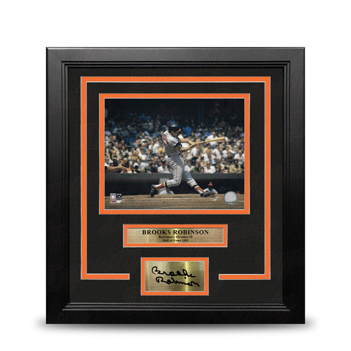 Brooks Robinson Batting Action Baltimore Orioles 8" x 10" Framed Baseball Photo with Engraved Autograph - for just $79.99! 