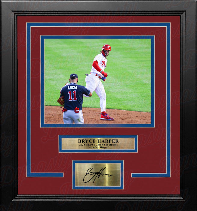 Bryce Harper Stares Down Arcia Philadelphia Phillies 8x10 Framed Photo with Engraved Autograph - for just $79.99! 