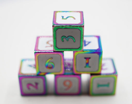 6 piece Metal D6's - White and Burnt Opal - for just $29.99! 