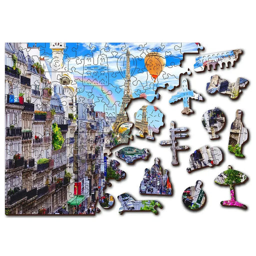 Bustling Paris 300 Piece Wood Jigsaw Puzzle Wooden City - for just $24.99! 