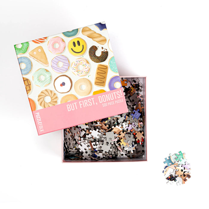 But First, Donuts! 500 Piece Jigsaw Puzzle PuzzleFolk - for just $24.99! 