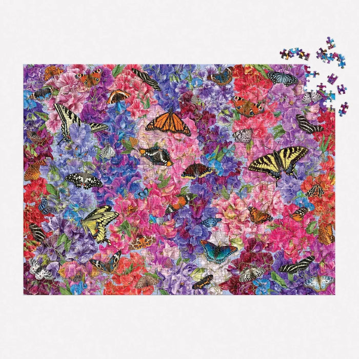 Butterflies in the Sweet Peas 1000 Piece Jigsaw Puzzle Galison - for just $19.99! 