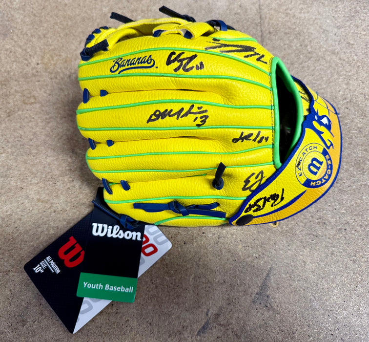 2025 Savannah Bananas Team Signed Youth Official Glove Cole Olson Oberst 30+ Sig - for just $650! 