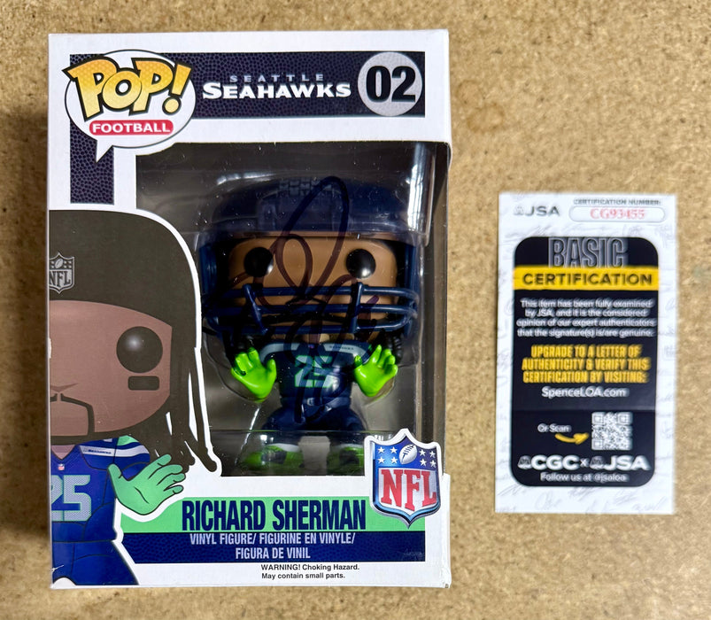 Richard Sherman Signed NFL Seattle Seahawks Vaulted Funko Pop! #02 With JSA COA - for just $275! 