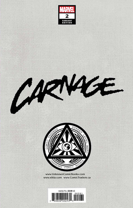 Carnage 2 Unknown Comics Marco Turini Exclusive Virgin Var (04/20/2022) - for just $20! 