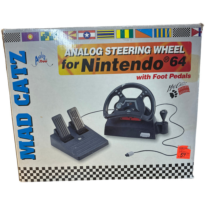 N64 RARE Original Vintage 1996 Mad Catz - Analog Steering Wheel w/Foot Pedals - for just $99.99! 