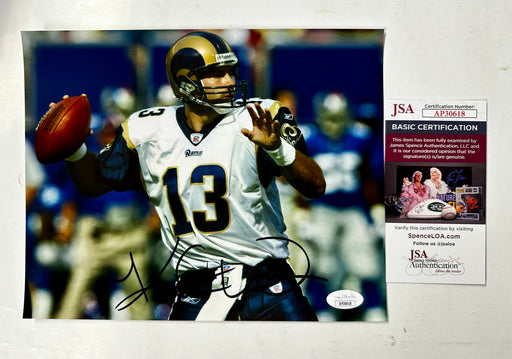 Kurt Warner Signed NFL St. Louis Rams QB Passing 8x10 Photo With JSA COA - for just $50! 