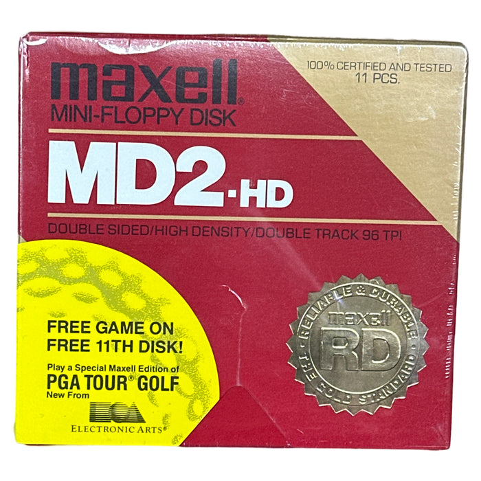 Maxell MD2-HD Mini-Floppy Disk, 5 1/4", 10 pc. pack, NEW, SEALED, New Old Stock - for just $12.99! 