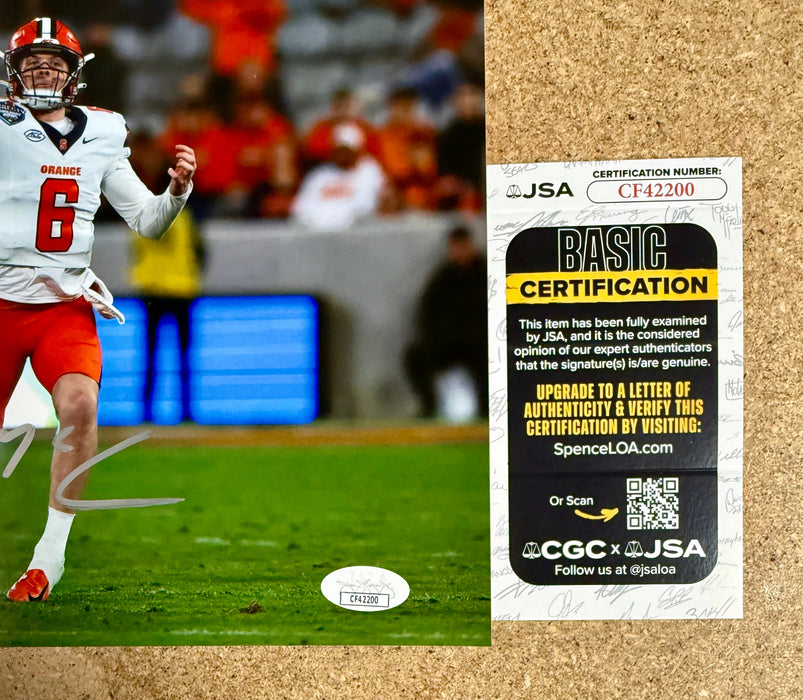 Kyle McCord Signed Autographed Syracuse Orange QB 8x10 Photo JSA COA - for just $50! 
