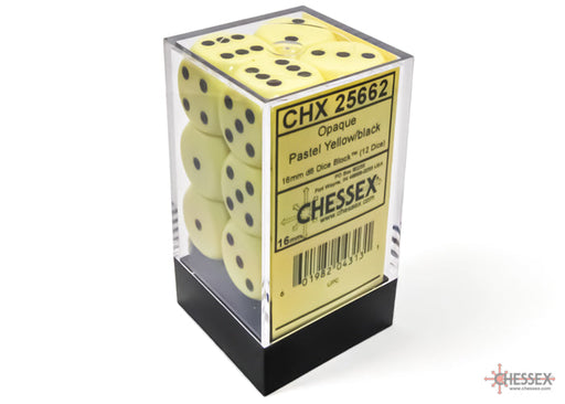 Chessex Opaque 16mm D6 Pastel Yellow/Black Dice Block (12 dice) - Just $3.49! Shop now at Retro Gaming of Denver